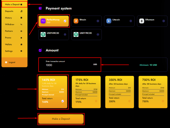 Creating a deposit in the Proxima 8 project