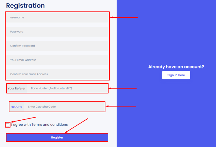 Регистрация в проекте Final Trade