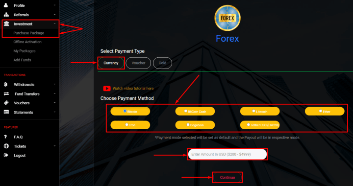 Создание депозита в проекте Tradeunos