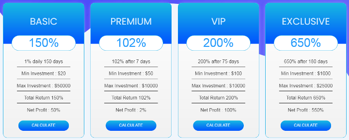 Investment plans of the Cryptoparadise project