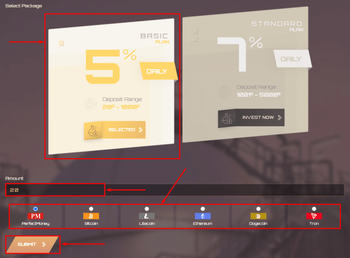 Создание депозита в проекте Gasilo