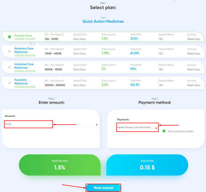 Создание депозита в проекте Dpharma