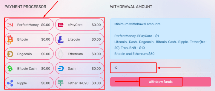 Withdraw funds in the Axbot project