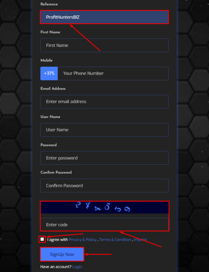 Registration in the Helium Rent project