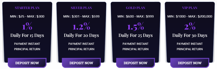 Investment plans of the ProtradeBTC project