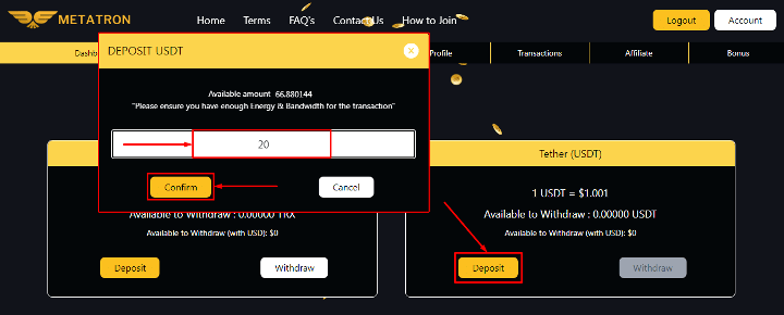 Creating a deposit in the Metatron project