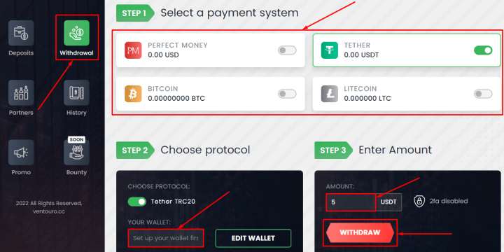 Withdrawal of funds in the Ventouro project