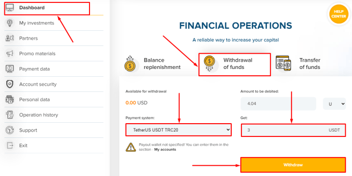 Withdrawal of funds in the CarFoxes project