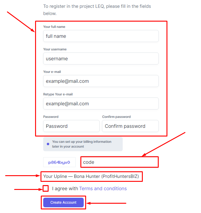 Registration in the Leqfund project