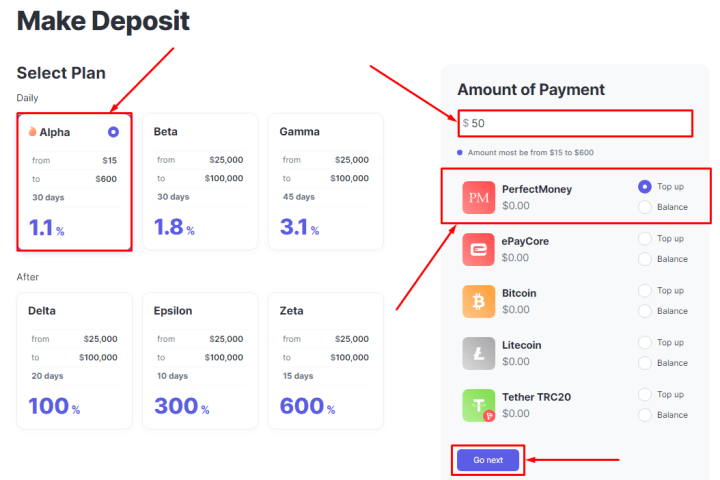 Membuat deposit di proyek Leqfund