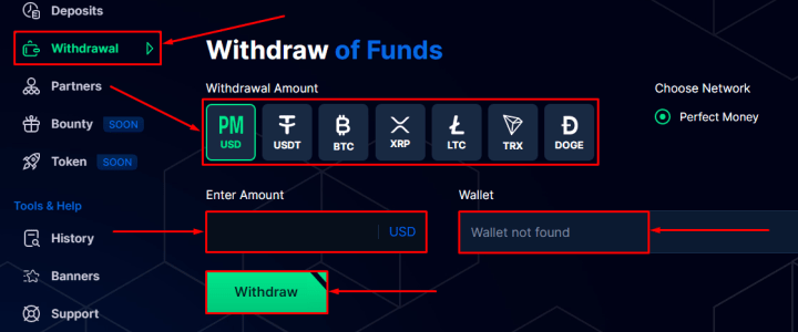 Retirada de fundos no projeto Revelas