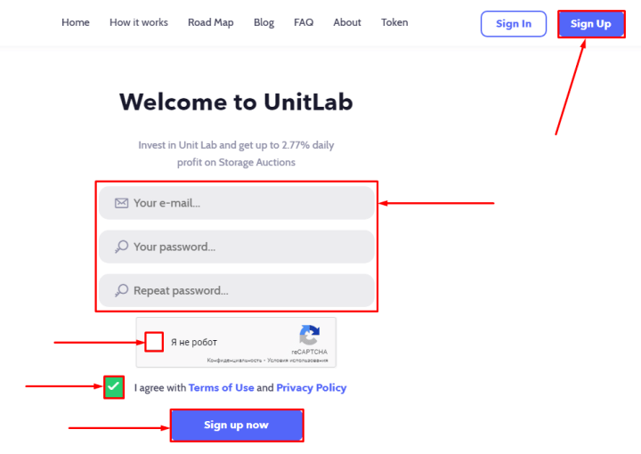 Registrace do projektu UnitLab