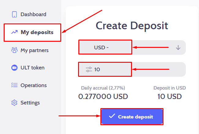 Создание депозита в проекте UnitLab