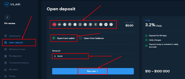 Creating a deposit in the Vilari project