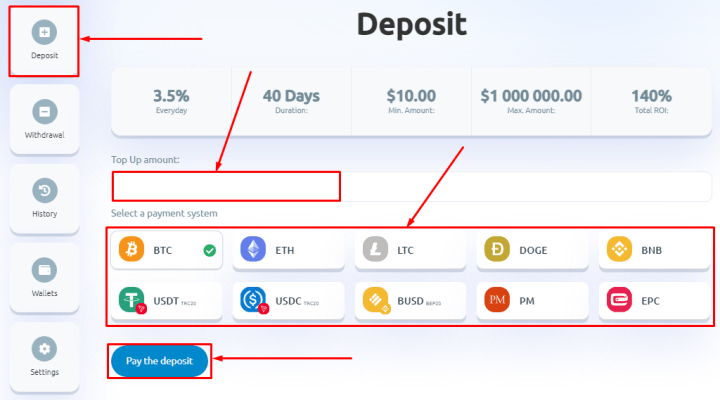 Creating a deposit in the Avenue7 project