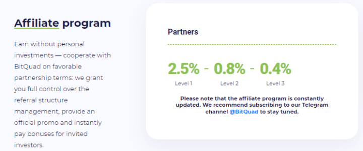 Affiliate program of the BitQuad project