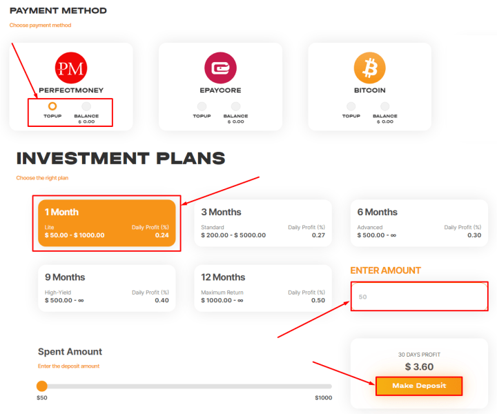 Creating a deposit in the SafeAssets project