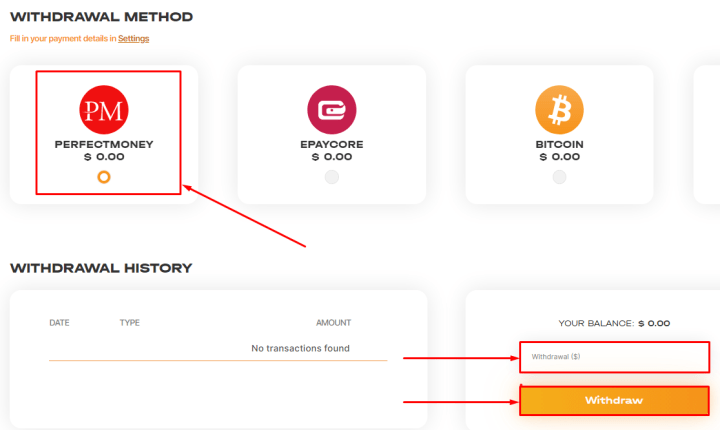 Withdrawing funds in the SafeAssets project