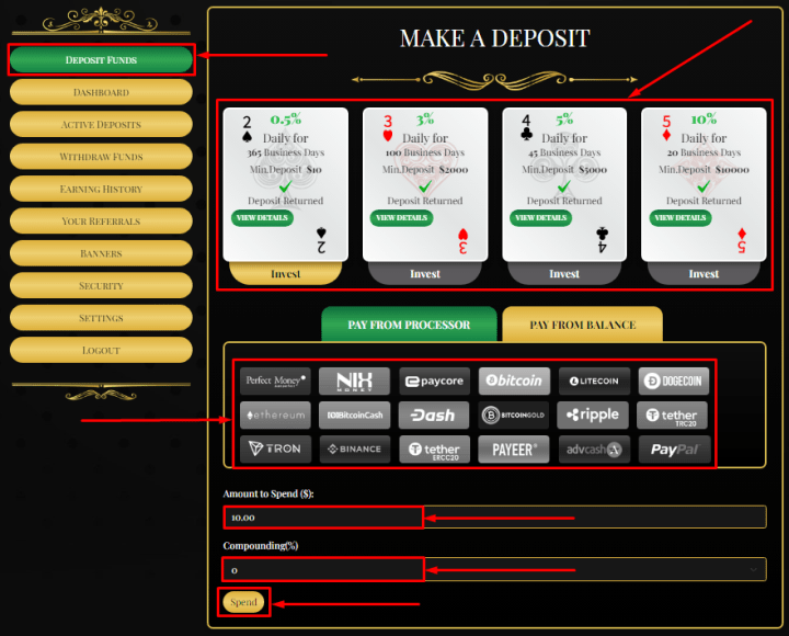 Membuat deposit di proyek RoyalCasinoFund