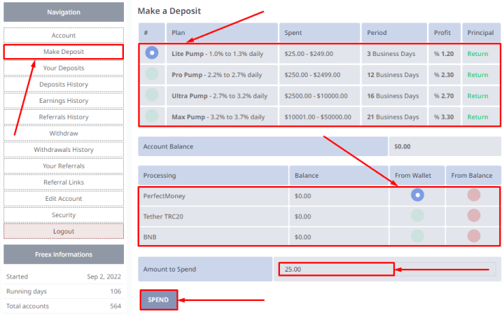 Creating a deposit in the Freex project