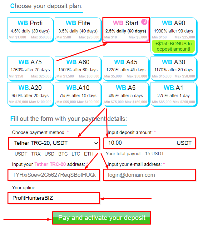 Creating a deposit in the WiseBet Online project