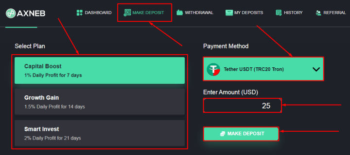 Creating a deposit in the Axneb project