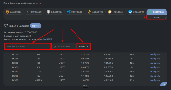 Withdrawal of funds in the Elex project