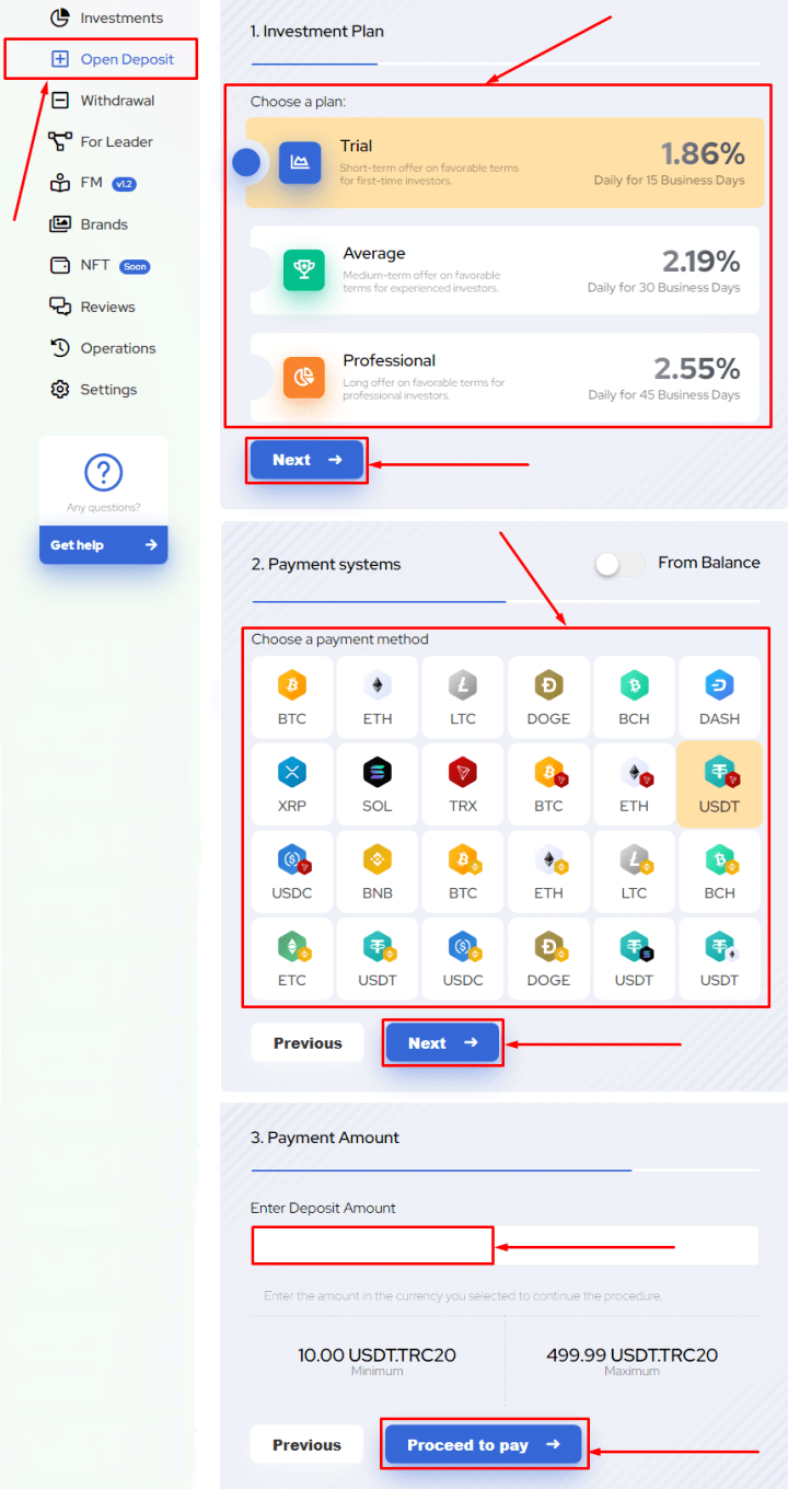 Creating a deposit in the Maddio project