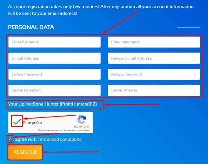 Registration in the Wise-Income project