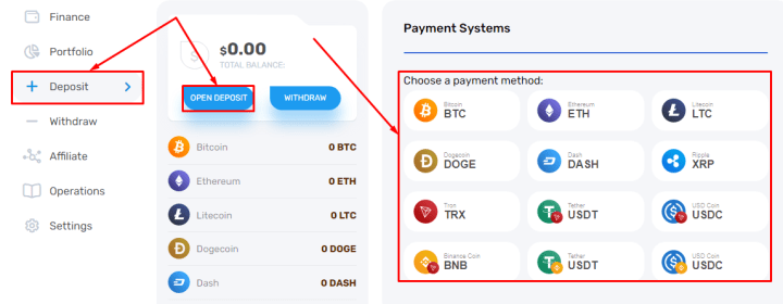 Создание депозита в проекте Beilum