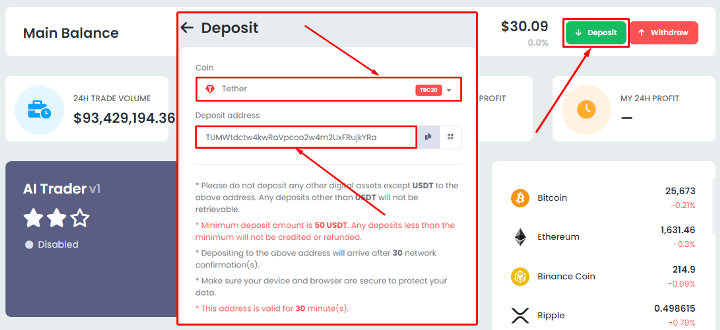 Пополнение баланса в проекте AiLance