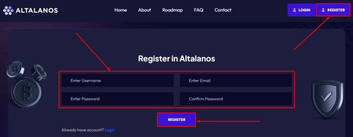 Registrierung im Altalanos-Projekt