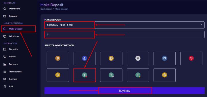 Создание депозита в проекте Altalanos