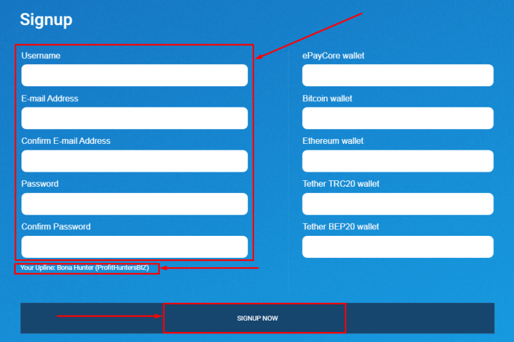 Registration in the Joms project