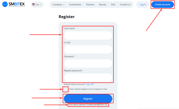 Registrierung im SMBITEX-Projekt