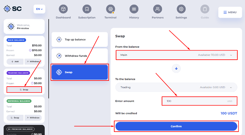 Activation of a deposit in the Snipers Codes project