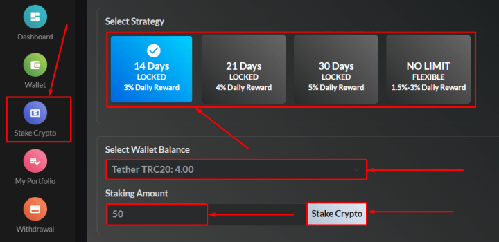 Creating a deposit in the Berstake project