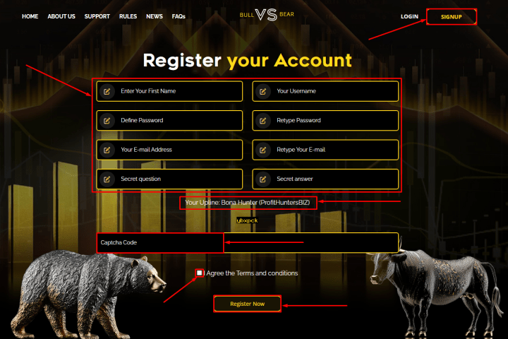 Registrazione al progetto Bull vs Bear