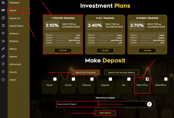 Creazione di un deposito nel progetto Bull vs Bear