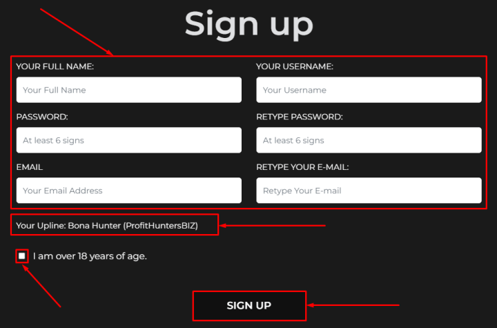 Registration in the Stonks Trading project