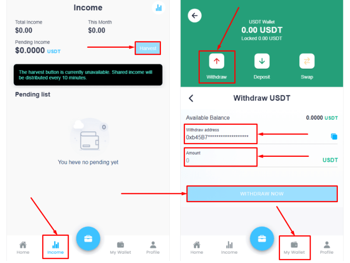 Вывод средств в проекте Metago