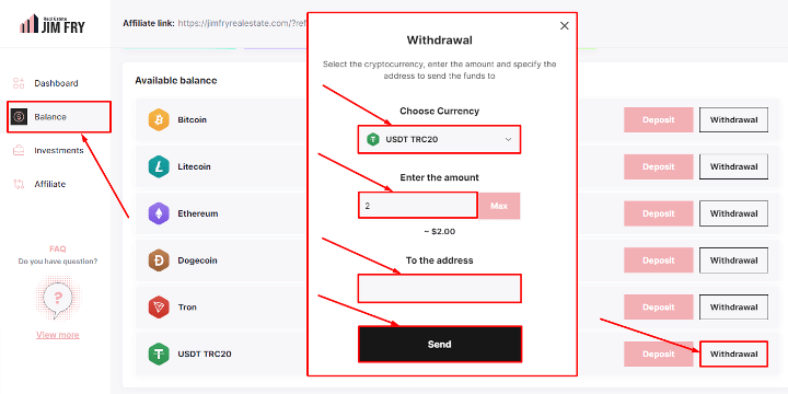 Withdrawal of funds in the Jim Fry project