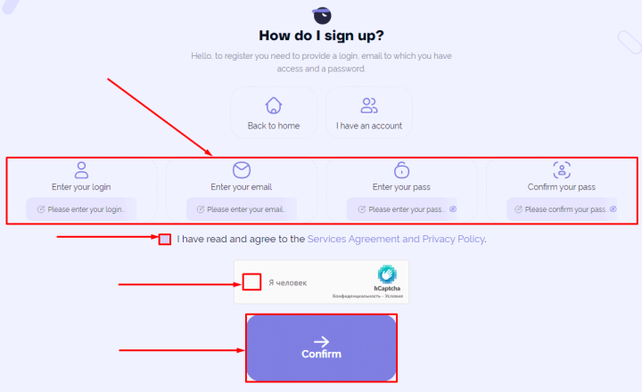 Registration in the MintBit project