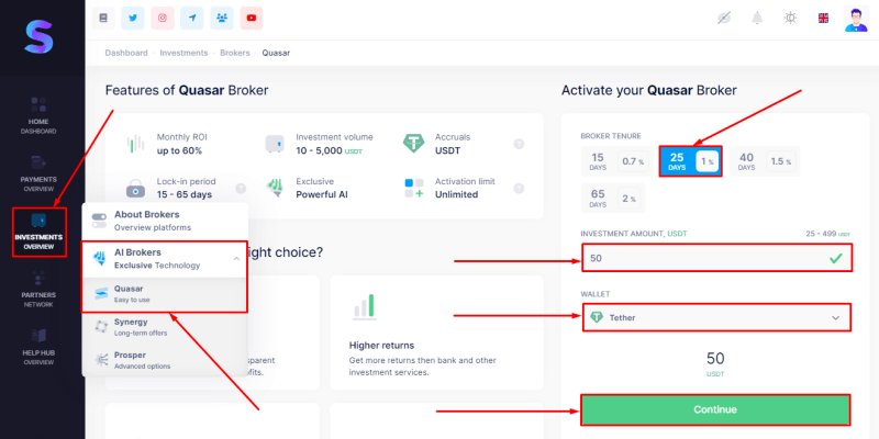 Создание депозита в проекте Svuex